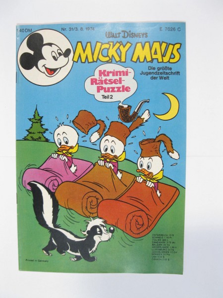 Micky Maus 1974/31 Originalheft vom 3.8.74 in Z (1 oS) 54311