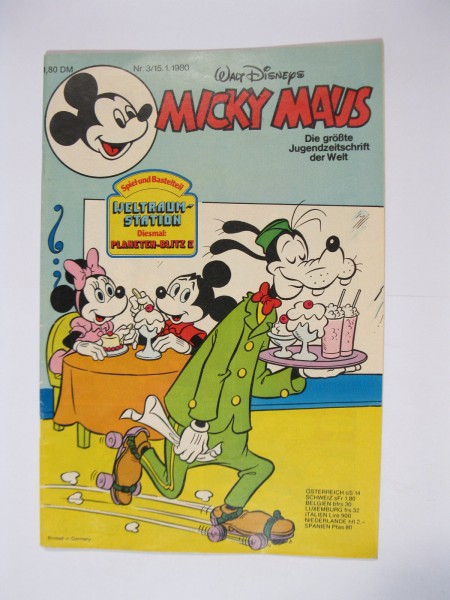 Micky Maus 1980/ 3 Originalheft vom 15.1.80 im Z (1-2). 77641