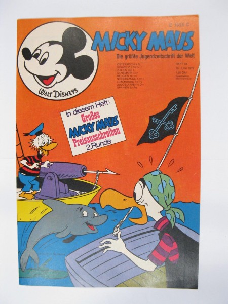 Micky Maus 1972/24 Originalheft vom 10.6.72 in Z (0-1 oS) 54200