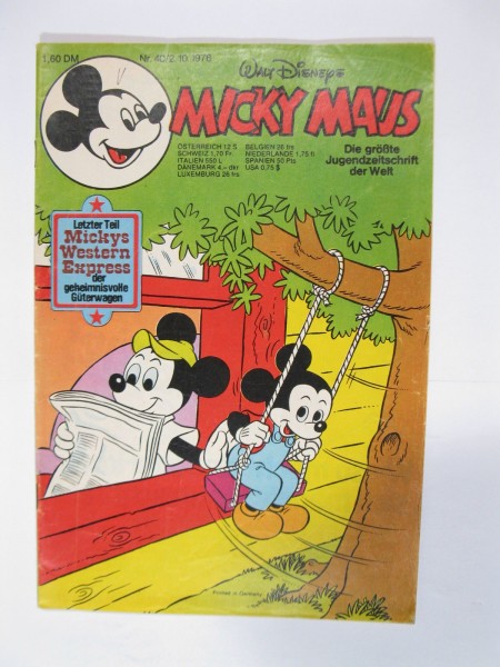Micky Maus 1976/40 Originalheft vom 2.10.76 im Z (2). 77341