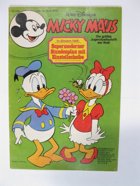 Micky Maus 1976/34 Originalheft vom 21.8.76 im Z (1-2). 77331