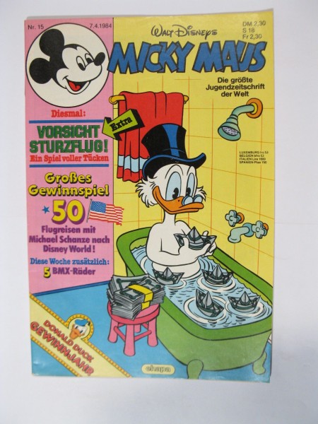 Micky Maus 1984/15 Originalheft vom 7.4.84 im Z (1-2). 78047