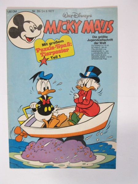 Micky Maus 1977/39 Originalheft vom 24.9.77 im Z (1-2). 77413