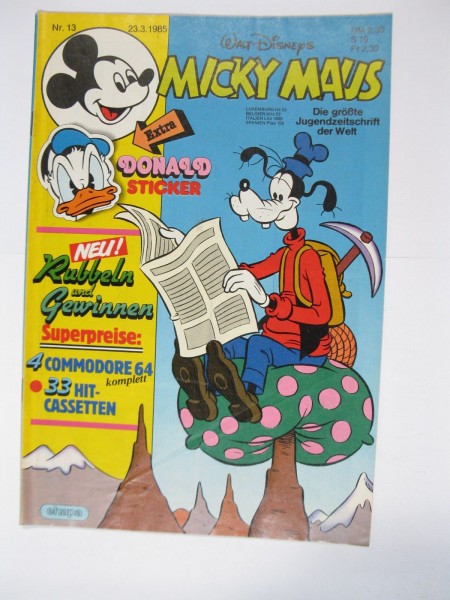 Micky Maus 1985/13 Originalheft vom 23.3.85 im Z (1-2). 78141