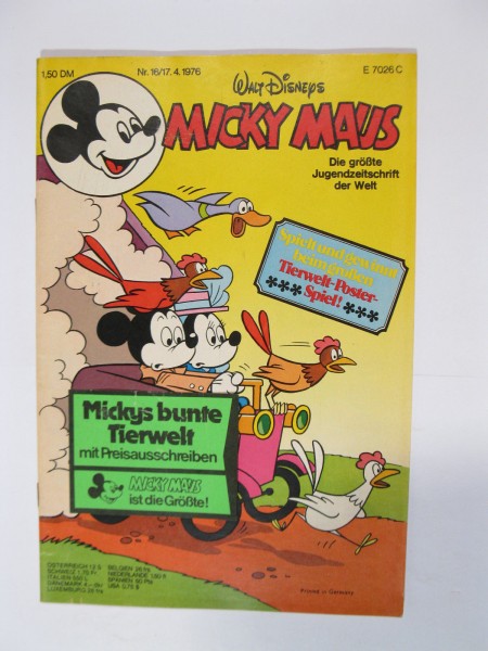 Micky Maus 1976/16 Originalheft vom 17.4.76 im Z (1-2). 77315