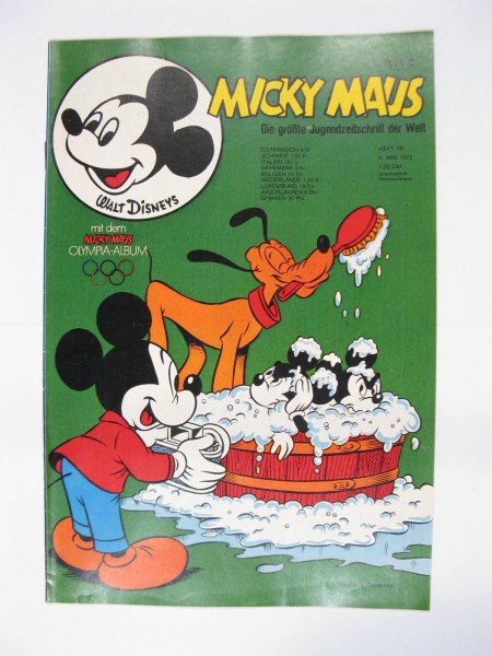 Micky Maus 1972/19 Originalheft vom 6.5.72 in Z (1-2 oS) 54195